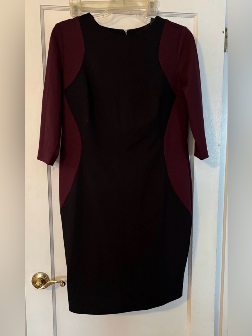 Lane Bryant Black and Burgundy Colorblock Midi Sheath Dress plus size -14